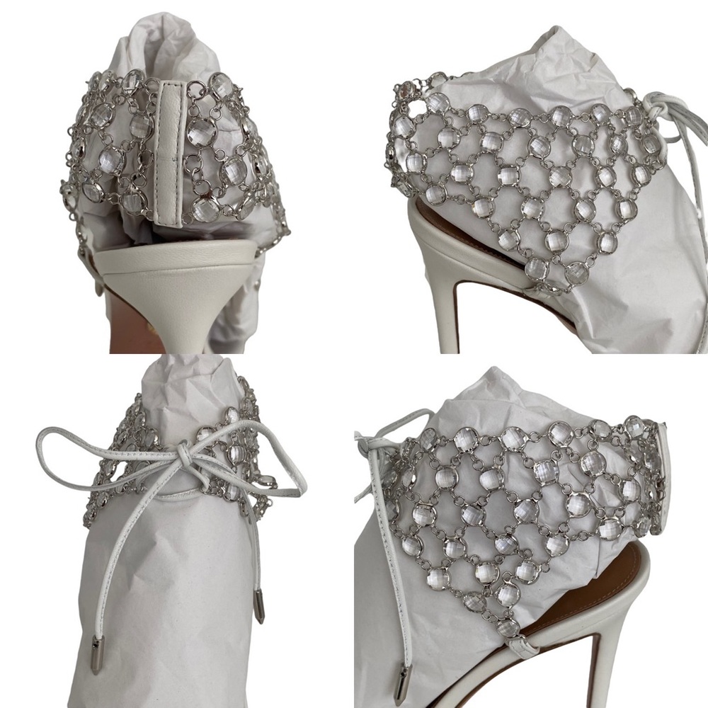 Aquazzura Women’s s Crystal Web Sandal 105 | White Crystal Heels - Picture 11 of 16
